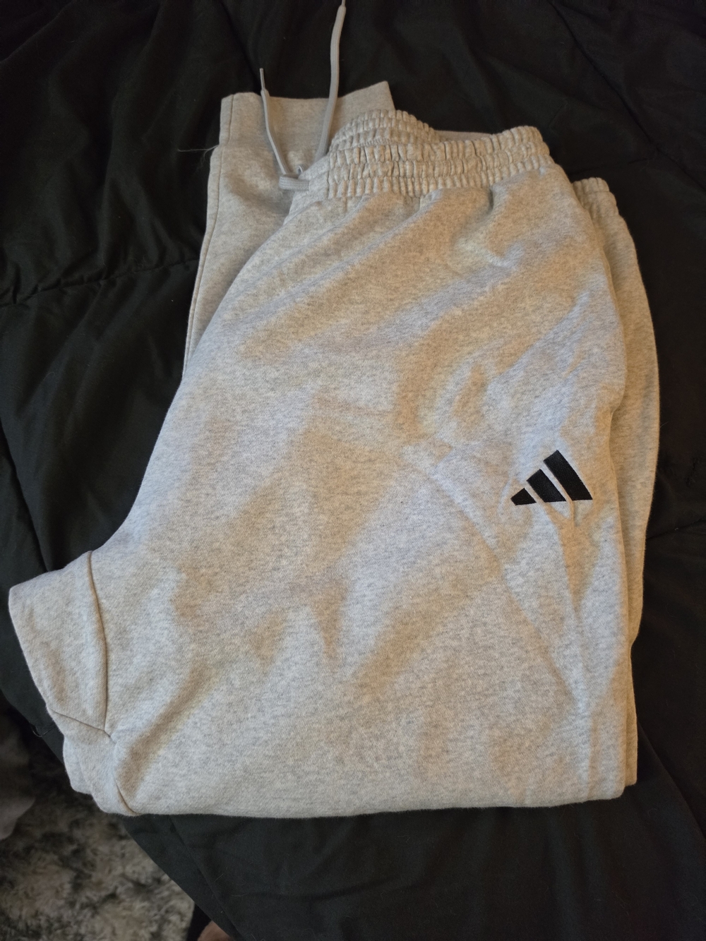 adidas Light Gray Men's Jogger Sweatpants with Black Logo
